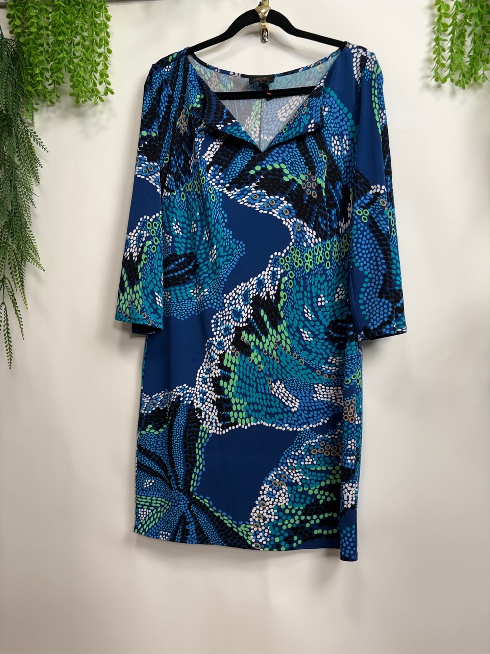 Laundry by Design Blue Green Printed Midi Dress